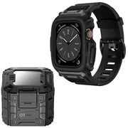 Pachet: Husa + curea Apple Watch 4 / 5 / 6 / SE / SE 2 / 7 / 8 / 9 (44mm / 45mm) Lito Rugged Armor, negru, LS001