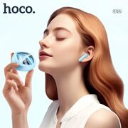 Casti wireless Bluetooth Hoco EQ6, casti Hi-Fi true wireless, milky white