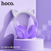 Casti cu urechi pisica wireless, Bluetooth pentru copii Hoco W42, crystal blue