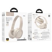 Casti Bluetooth wireless over-ear cu microfon Hoco W46, milky white