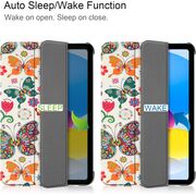 Husa iPad 11 2025, iPad 10 2022 cu functie wake-up/sleep, tip stand - butterfly