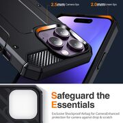 Husa antisoc iPhone 15 Pro Max Techsuit Hybrid Armor Kickstand, negru