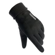 Manusi touchscreen Techsuit Suede, piele ecologica, negru, ST0010