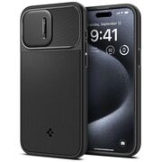 Husa iPhone 15 Pro Spigen Optik Mag Armor, negru