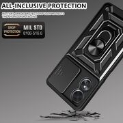 Pachet 360: Folie din sticla + Husa Oppo A78 4G cu inel Ring Armor Kickstand Tough Rugged cu protectie camera (negru)