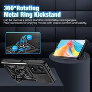 Pachet 360: Folie din stilca + Husa Oppo A98 5G cu inel Ring Armor Kickstand Tough Rugged cu protectie camera (negru)