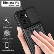 Pachet 360: Folie din sticla + Husa pentru Honor 90 Lite Ring Armor Kickstand Tough Rugged Cover cu protectie camera (negru)