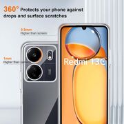 Pachet 360: Folie din sticla + Husa pentru Xiaomi Redmi 13C Slim & Light 1.5mm, Transparent