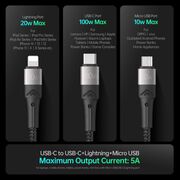 Cablu date 3in1 100W tip C, iPhone, Micro-USB Duzzona A4, gri