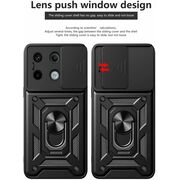 Husa pentru Xiaomi Redmi Note 13 Pro 5G cu inel Ring Armor Kickstand Tough, protectie camera (negru)