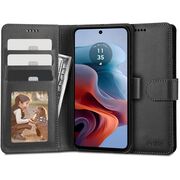 Husa pentru Motorola Moto G34 Wallet tip carte, negru mat