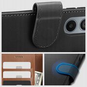 Husa pentru Motorola Moto G34 Wallet tip carte, negru mat