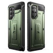 Pachet 360: Husa cu folie integrata Samsung Galaxy S24 Ultra Supcase Unicorn Beetle Pro KickStand, guldan