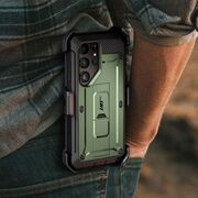 Pachet 360: Husa cu folie integrata Samsung Galaxy S24 Ultra Supcase Unicorn Beetle Pro KickStand, guldan