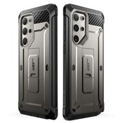 Pachet 360: Husa cu folie integrata Samsung Galaxy S24 Ultra Supcase Unicorn Beetle Pro KickStand, titan gray