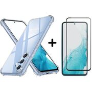 Pachet 360: Folie din sticla + Husa pentru Samsung Galaxy A55 5G Anti-Shock 1.5mm, reinforced 4 corners, transparent