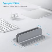 Suport vertical pentru laptopuri sau tablete OMOTON, suport de birou din aluminiu pentru MacBook cu dimensiunea ajustabilă a docului, potrivit pentru toate laptopurile MacBook, Surface, Chromebook și de gaming (până la 17,3 inci), gri