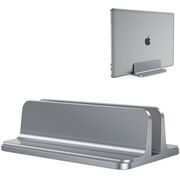Suport vertical pentru laptopuri sau tablete OMOTON, suport de birou din aluminiu pentru MacBook cu dimensiunea ajustabilă a docului, potrivit pentru toate laptopurile MacBook, Surface, Chromebook și de gaming (până la 17,3 inci), gri