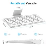 Tastatura wireless bluetooth cu suport integrat glisant pentru tablete Omoton ergonomica, silver