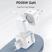 Incarcator tip C PD35W GaN + cablu Lightning Usams, negru, US-CC209