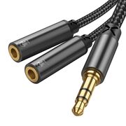 Cablu audio mufa Jack, aux JoyRoom, 0.2m, negru, SY-A04