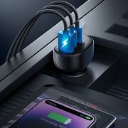 Incarcator auto JoyRoom - Car Charger (JR-CCD04) - USB, 2x Type-C, Digital Display, Fast Charging, 3A, QC si PD, 30W, negru