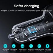 Incarcator masina USB, Type-C, RGB Lights, Fast Charging, 60W, cu cablu Type-C, 1.5m, JR-CL07