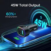 Incarcator masina USB, Type-C, RGB Lights, Fast Charging, 60W, cu cablu Type-C, 1.5m, JR-CL07