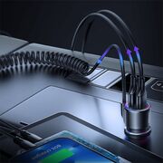 Incarcator auto - Joyroom 3 in 1 cu cablu Lightning 1.5m, RGB Lights, 3.4A, 17W, negru