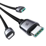 Cablu 3 in 1 USB tip C la USB tip C, lightning / iPhone, Micro-USB JoyRoom, 30W, 1.2m, negru, SA21-1T3