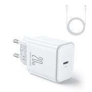 Incarcator USB tip C, PD 20W JoyRoom, cu cablu USB Type-C la lighnting (iPhone), 1m, alb, JR-TCF06