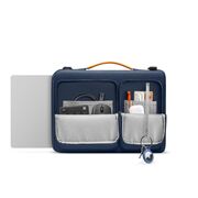 Servieta, geanta laptop 14″ business Tomtoc cu buzunare si curea, navy blue, A42D3B1
