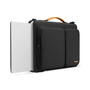 Geanta tip servieta laptop pana la 14 inch Tomtoc cu buzunare laterale si curea de umar, negru, A42D3D1
