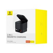 Statie de incarcare 2-in-1 Magnetic Wireless Charger cu MagSafe Baseus Cube Shape, MagSafe, Qi, Type-C, 25W, negru