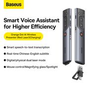 Telecomanda prezentari cu laser pointer lumina rosie, Smart Voice Assistant, Baseus WKCD020013