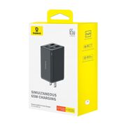 Incarcator priza US GaN6 USB, Type-C + cablu Type-C Baseus, 65W, P10162702113-00