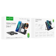 Statie incarcare wireless pentru Apple iPhone, Watch, casti, Hoco CQ1, 15W, negru