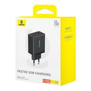 Incarcator GaN priza 2x USB, Type-C, Fast Charging, 30W Baseus, P10111402113-00