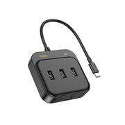 Adaptor Easy Link (HB35) - 4 in 1 Gigabit Ethernet, USB-C la 3x USB2.0 + RJ45, 0.2m, negru