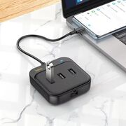 Adaptor Easy Link (HB35) - 4 in 1 Gigabit Ethernet, USB-C la 3x USB2.0 + RJ45, 0.2m, negru