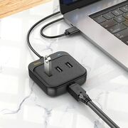 Adapter Easy Link (HB35) - 4 in 1 Gigabit Ethernet, USB la 3x USB2.0 + RJ45, 0.2m, negru