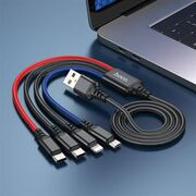 Cablu 4 in 1 de la USB la 2 x Type-C, iPhone, Micro Hoco X76, 1m