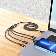 Cablu 4in1 USB la 2xType-C, iPhone, Micro Hoco X76, 1m, negru
