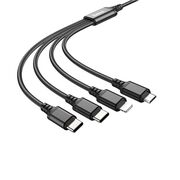 Cablu 4in1 USB la 2xType-C, iPhone, Micro Hoco X76, 1m, negru