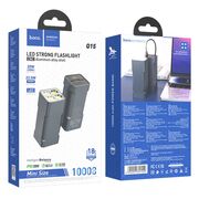 Lanterna LED cu acumulator extern, power bank USB, USB Type-C Hoco Q15, 10000mAh, 22.5W, negru
