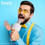 Microfon portabil wireless karaoke Hoco BK5, 5W, LED, alb