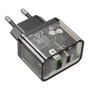 Incarcator priza USB, USB Type-C Hoco N34, QC3.0, 20W, negru transparent