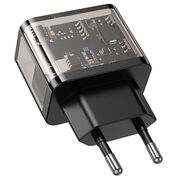 Incarcator priza USB, USB Type-C Hoco N34, QC3.0, 20W, negru transparent