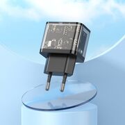Incarcator priza USB, USB Type-C Hoco N34, QC3.0, 20W, negru transparent