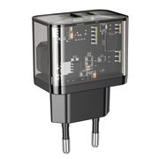 Incarcator priza USB, USB Type-C Hoco N34, QC3.0, 20W, negru transparent